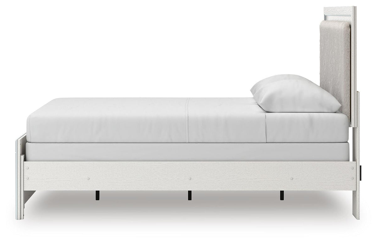 Zuraleus Queen Upholstered Panel Bed, Dresser, Mirror and Nightstand