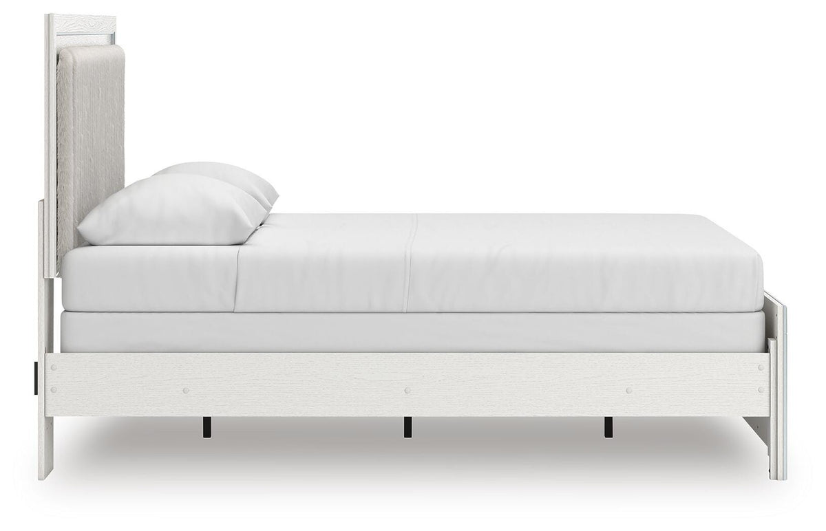 Zuraleus Queen Upholstered Panel Bed, Dresser, Mirror and Nightstand