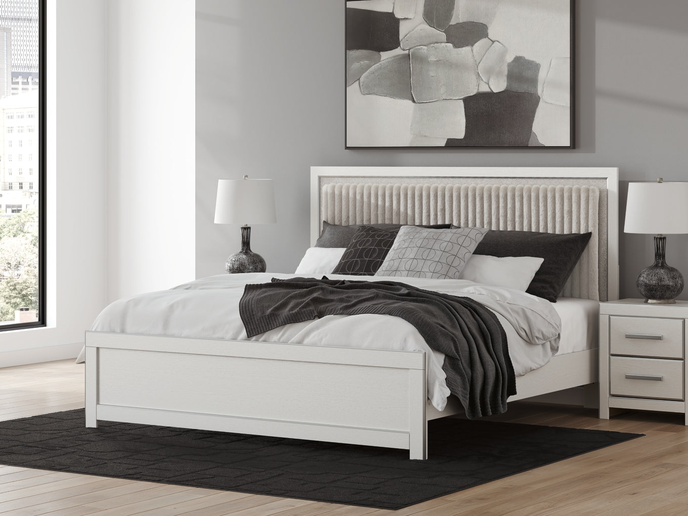 Birmonton King Upholstered Panel Platform Bed