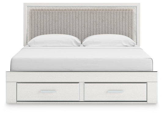 Birmonton King Upholstered Panel Platform Storage Bed