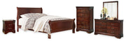 Alisdair California King Sleigh Bed with Mirrored Dresser, Chest and Nightstand