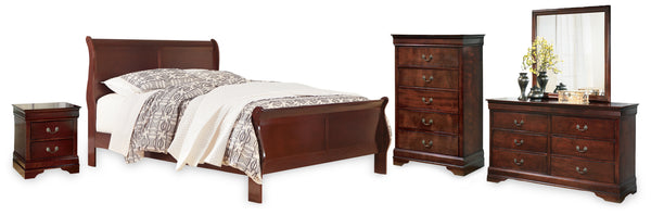 Alisdair California King Sleigh Bed with Mirrored Dresser, Chest and Nightstand