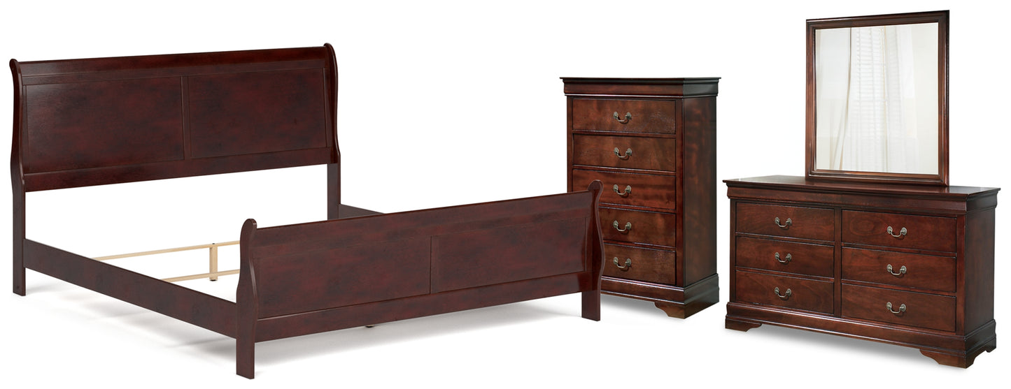 Alisdair King Sleigh Bed with Mirrored Dresser and Chest