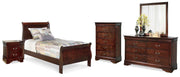 Alisdair Twin Sleigh Bed with Mirrored Dresser, Chest and Nightstand