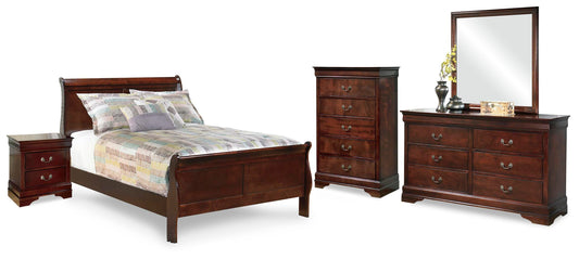 Alisdair Full Sleigh Bed with Mirrored Dresser, Chest and Nightstand