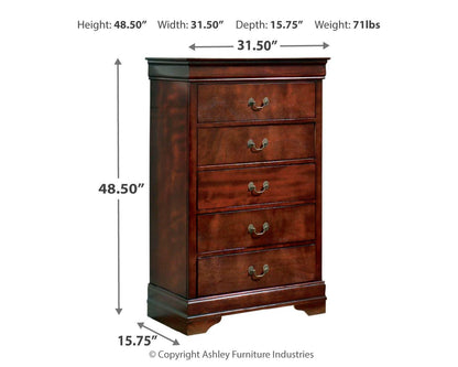 Alisdair Twin Sleigh Bed with Mirrored Dresser, Chest and Nightstand