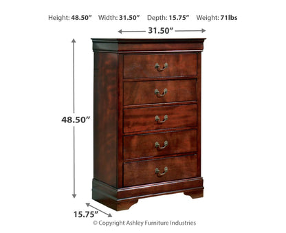 Alisdair Queen Sleigh Bed with Mirrored Dresser and Chest