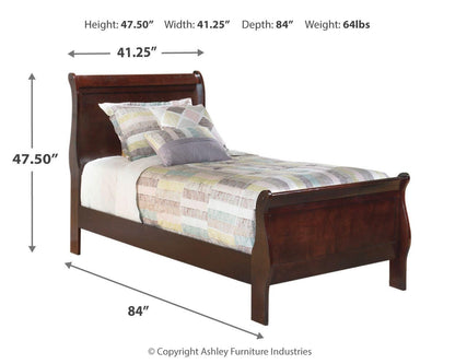 Alisdair Twin Sleigh Bed with Mirrored Dresser, Chest and Nightstand