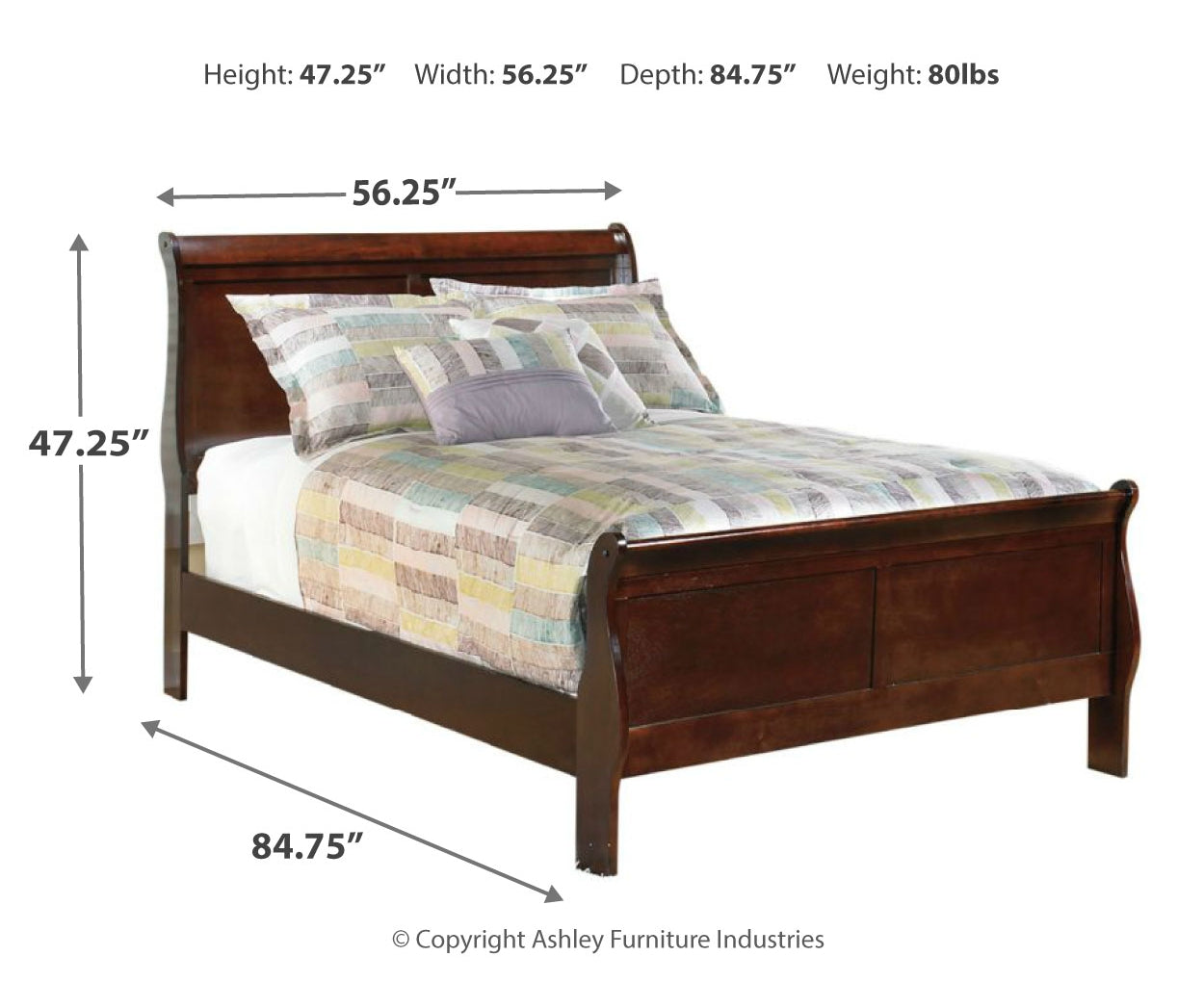 Alisdair Full Sleigh Bed with Mirrored Dresser, Chest and Nightstand