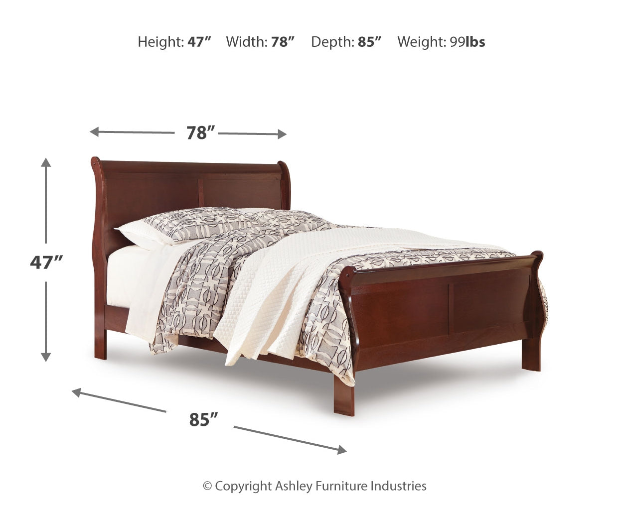 Alisdair King Sleigh Bed with Mirrored Dresser