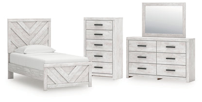 Cayboni Twin Panel Bed, Dresser, Mirror and Chest