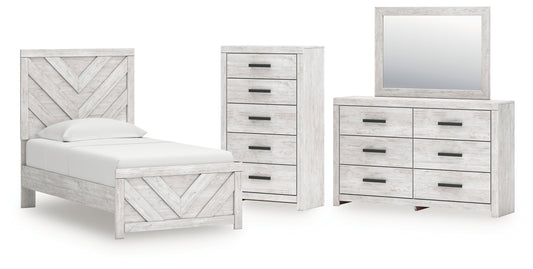 Cayboni Twin Panel Bed, Dresser, Mirror and Chest