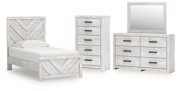 Cayboni Twin Panel Bed, Dresser, Mirror and Chest