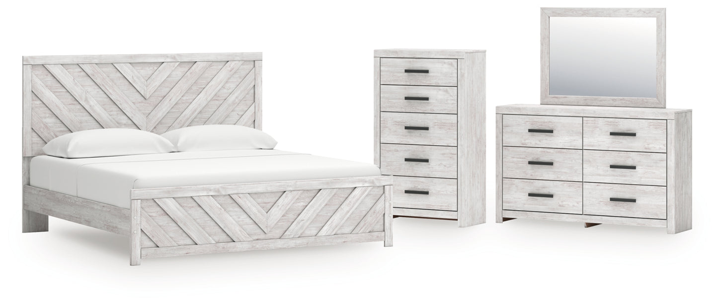 Cayboni King Panel Bed, Dresser, Mirror and Chest