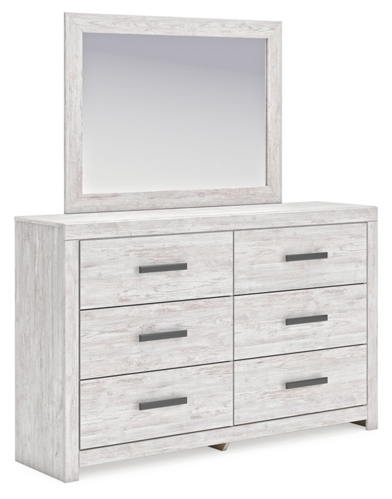 Cayboni Twin Panel Bed with Mirrored Dresser