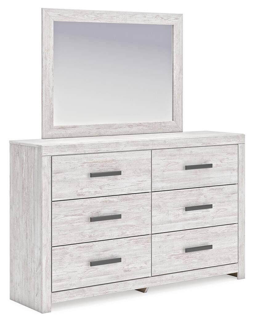 Cayboni Queen Panel Bed with Mirrored Dresser