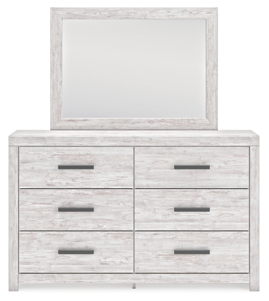 Cayboni Full Panel Bed with Mirrored Dresser