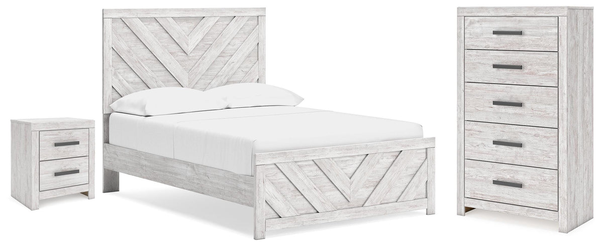 Cayboni Full Panel Bed, Chest and Nightstand