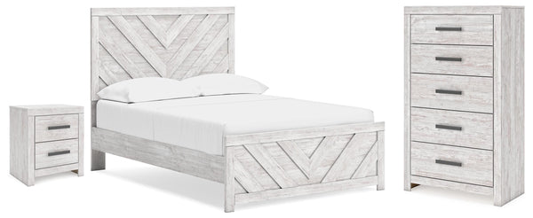 Cayboni Full Panel Bed, Chest and Nightstand