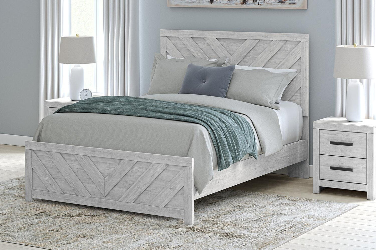 Cayboni Queen Panel Bed with Mirrored Dresser