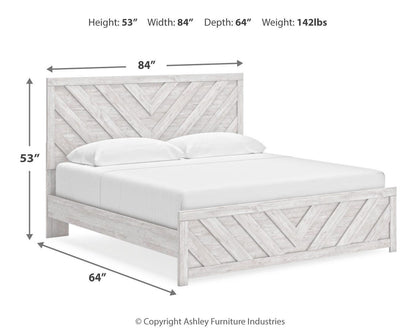 Cayboni King Panel Bed, Dresser, Mirror, Chest and Nightstand