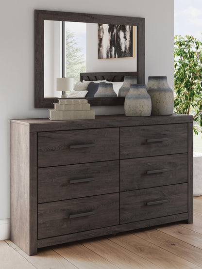 Prendonea King Panel Bed, Dresser, Mirror and Nightstand