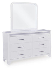 Frostlyn Queen Upholstered Panel Bed, Dresser, Mirror, Chest and 2 Nightstands