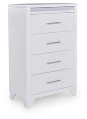 Frostlyn Queen Upholstered Panel Bed, Dresser, Mirror, Chest and 2 Nightstands