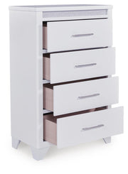Frostlyn Queen Upholstered Panel Bed, Dresser, Mirror, Chest and 2 Nightstands