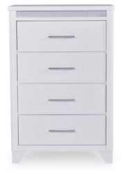 Frostlyn Queen Upholstered Panel Bed, Dresser, Mirror, Chest and 2 Nightstands