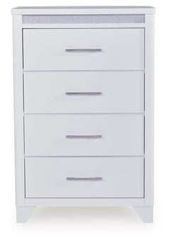 Frostlyn Queen Upholstered Panel Bed, Dresser, Mirror, Chest and 2 Nightstands