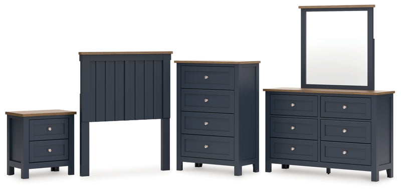 Landocken Twin Panel Headboard, Dresser, Mirror, Chest and Nightstand