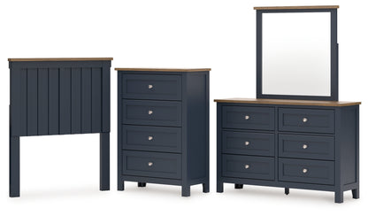 Landocken Twin Panel Headboard, Dresser, Mirror and Chest