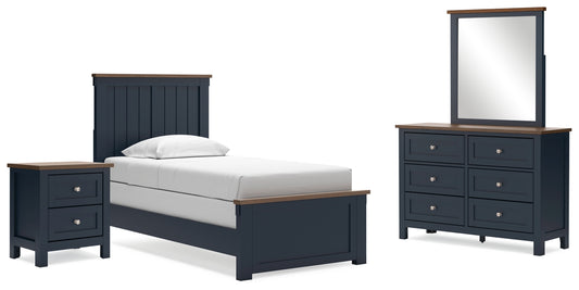 Landocken Twin Panel Bed, Dresser, Mirror and Nightstand