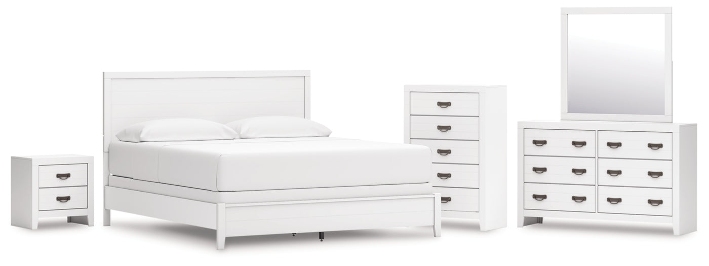 Binterglen California King Panel Bed, Dresser, Mirror, Chest and Nightstand