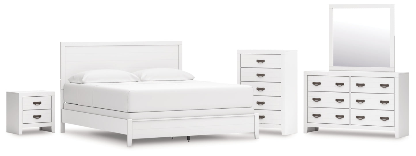Binterglen California King Panel Bed, Dresser, Mirror, Chest and Nightstand