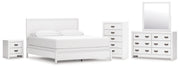 Binterglen California King Panel Bed, Dresser, Mirror, Chest and Nightstand