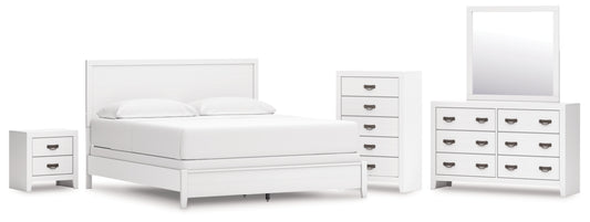 Binterglen California King Panel Bed, Dresser, Mirror, Chest and Nightstand