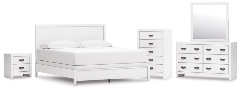 Binterglen California King Panel Bed, Dresser, Mirror, Chest and Nightstand
