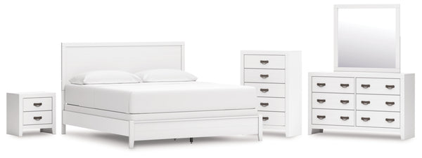 Binterglen California King Panel Bed, Dresser, Mirror, Chest and Nightstand