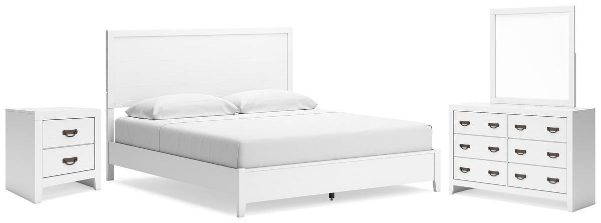 Binterglen King Panel Bed with Mirrored Dresser and Nightstand