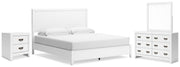 Binterglen King Panel Bed with Mirrored Dresser and Nightstand