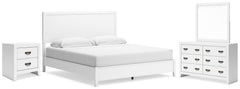 Binterglen King Panel Bed with Mirrored Dresser and Nightstand