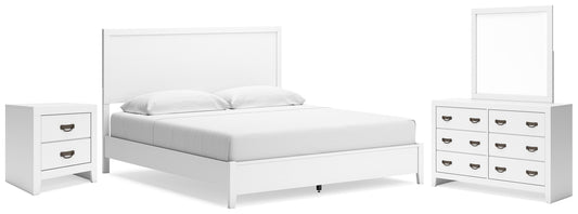 Binterglen King Panel Bed with Mirrored Dresser and Nightstand
