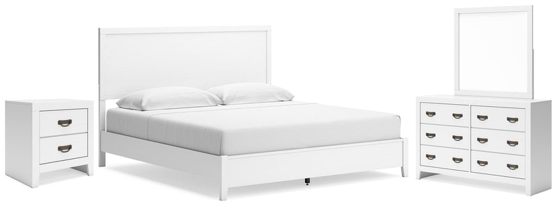 Binterglen King Panel Bed with Mirrored Dresser and Nightstand