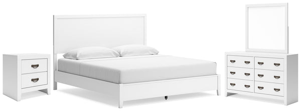 Binterglen King Panel Bed with Mirrored Dresser and Nightstand