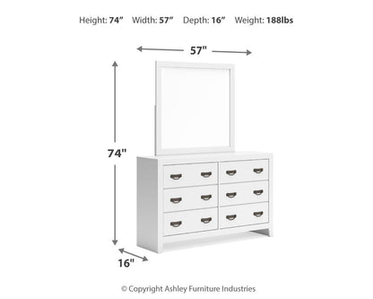 Binterglen California King Panel Bed with Mirrored Dresser