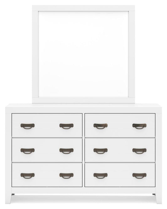 Binterglen King Panel Bed with Mirrored Dresser and Nightstand