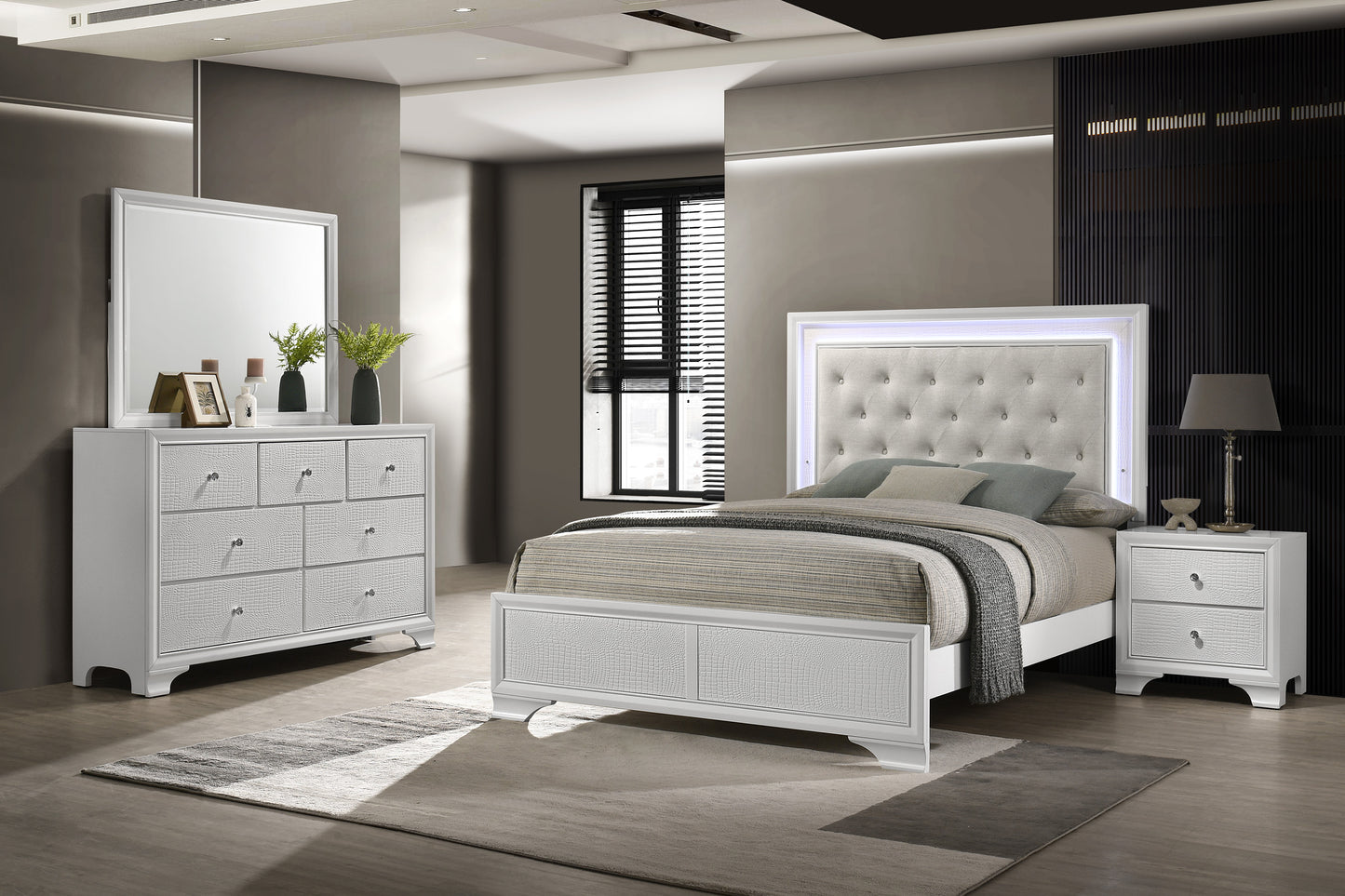 Lyssa Led Bed Frost/Oat