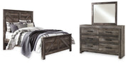 Wynnlow Queen Crossbuck Panel Bed with Mirrored Dresser